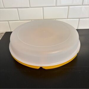Tupperware Serving Center- Rare Orange W/Clear  Cover And Dip Dish 3 Pc. Set EUC
